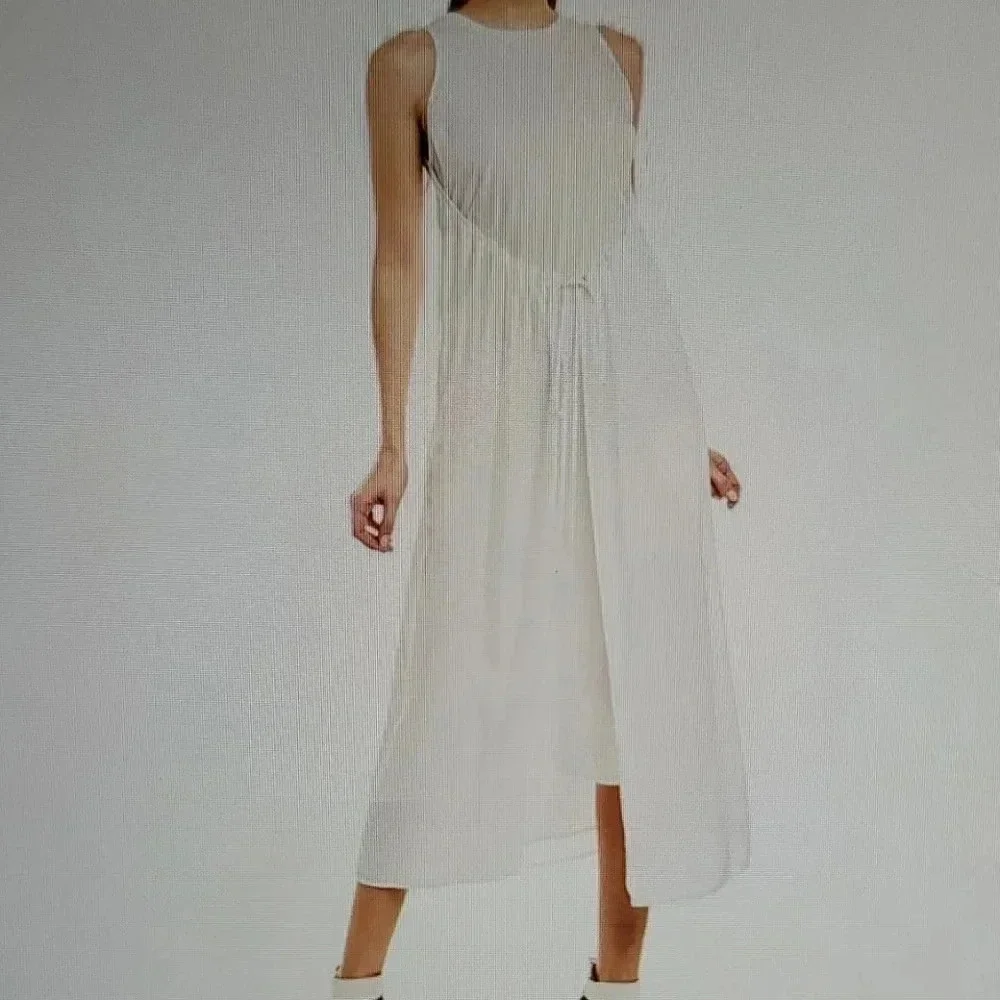 VINCE SHIRRED DRAWSTRING MAXI DRESS